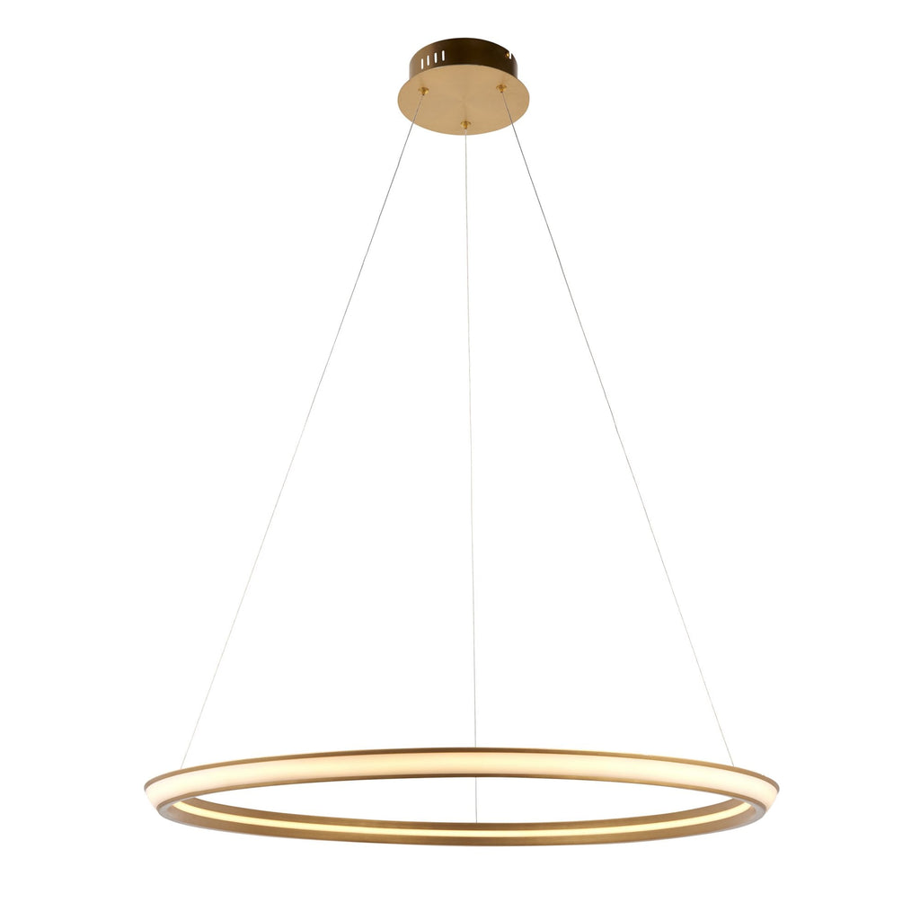 102254 1 Light LED Pendant Satin Gold Paint & White Silicone
