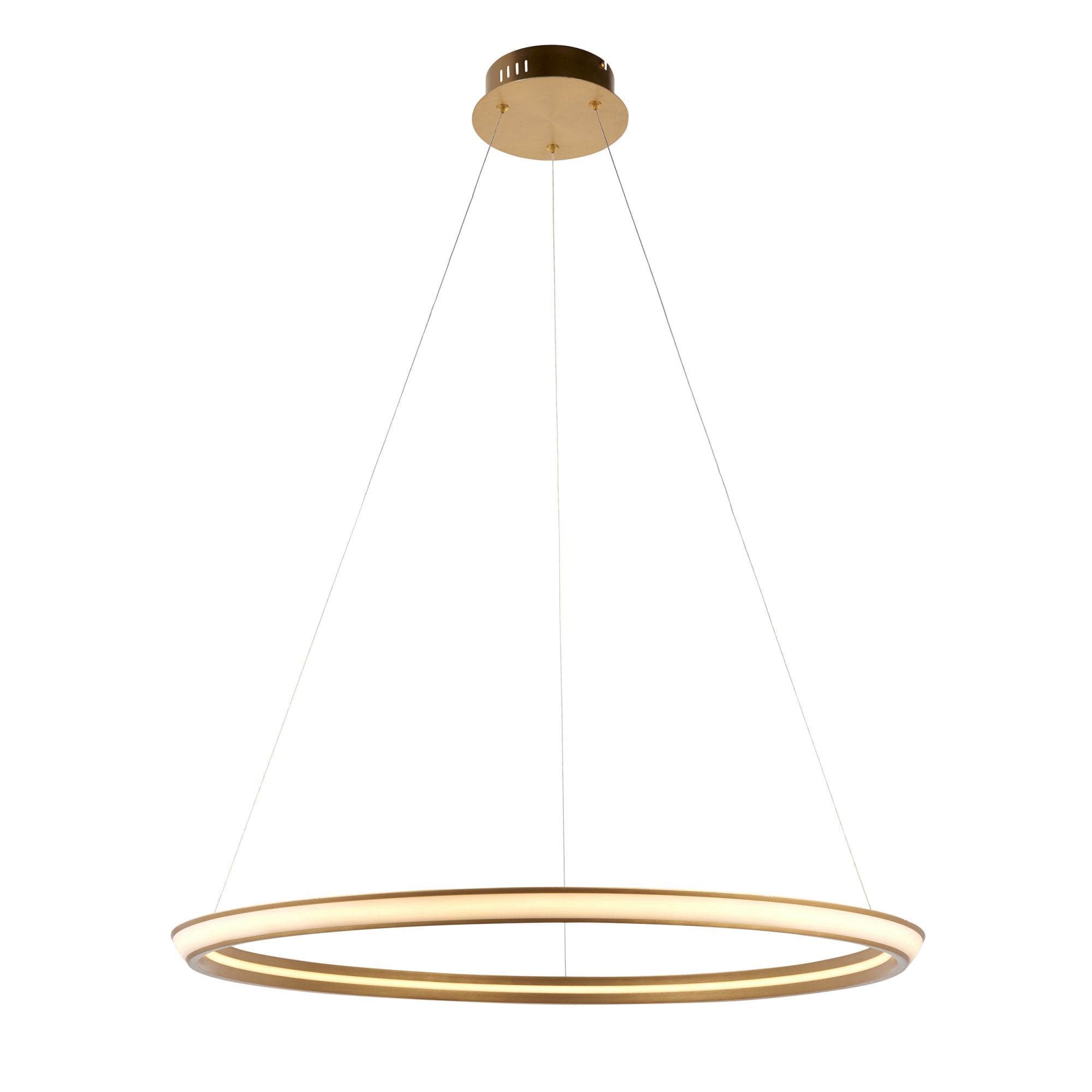 102254 1 Light LED Pendant Satin Gold Paint & White Silicone