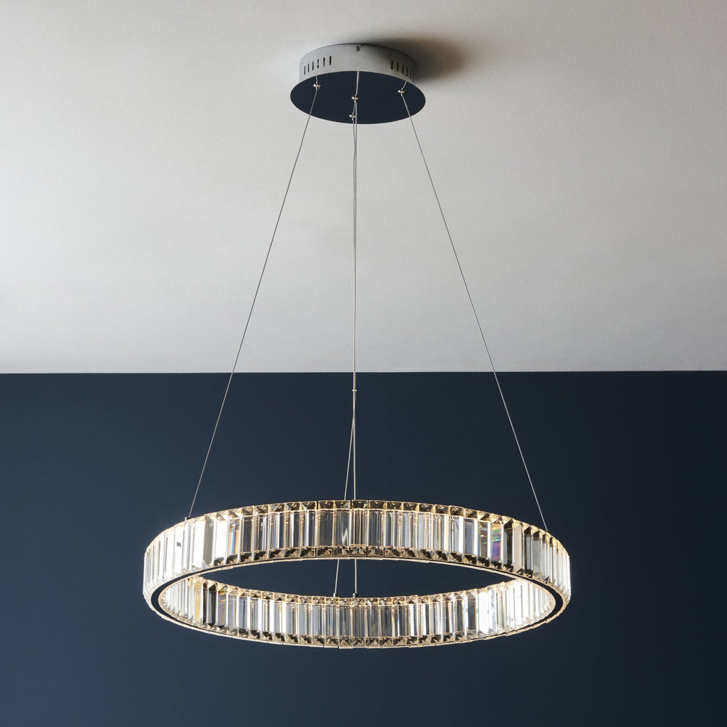 102255 1 Light LED Pendant Chrome Plate & Clear Crystal