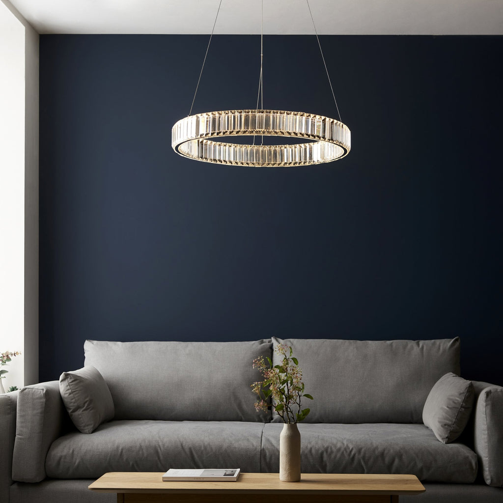 102255 1 Light LED Pendant Chrome Plate & Clear Crystal