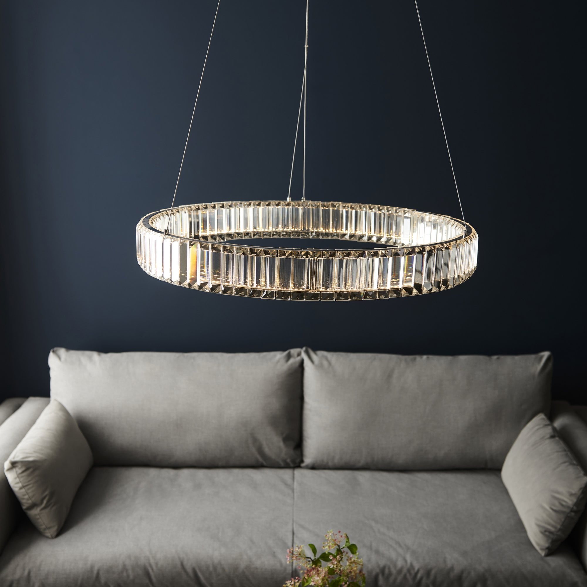 102255 1 Light LED Pendant Chrome Plate & Clear Crystal