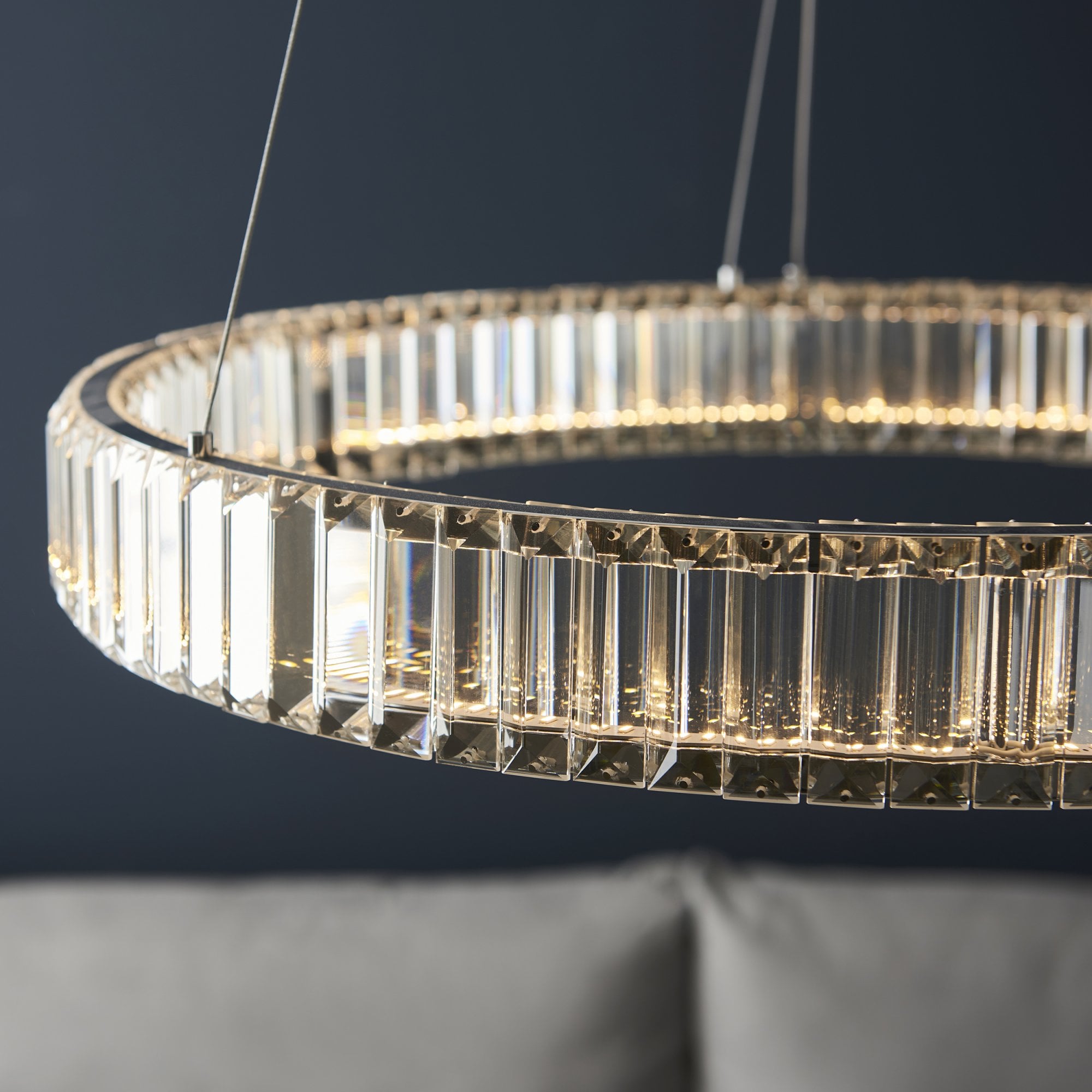 102255 1 Light LED Pendant Chrome Plate & Clear Crystal