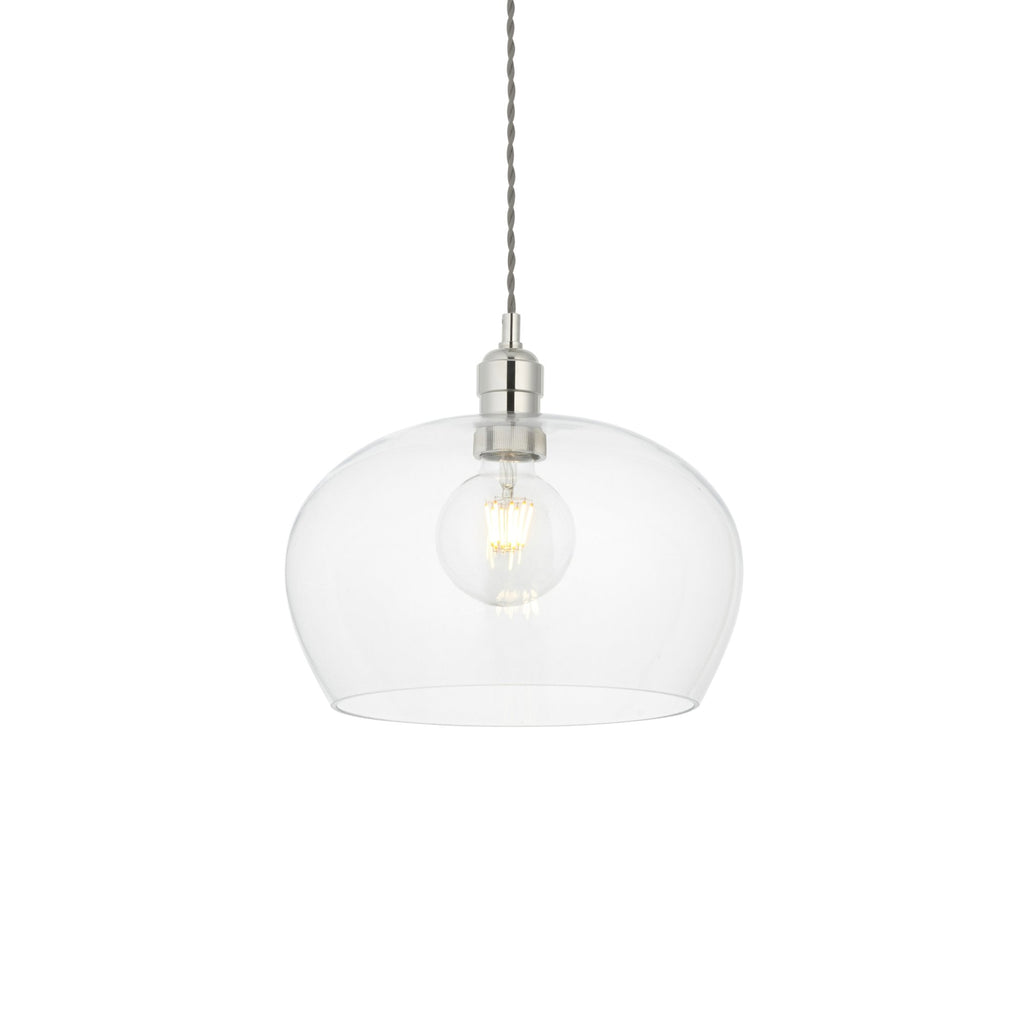 102677 1 Light Pendant Bright Nickel Plate & Clear Glass