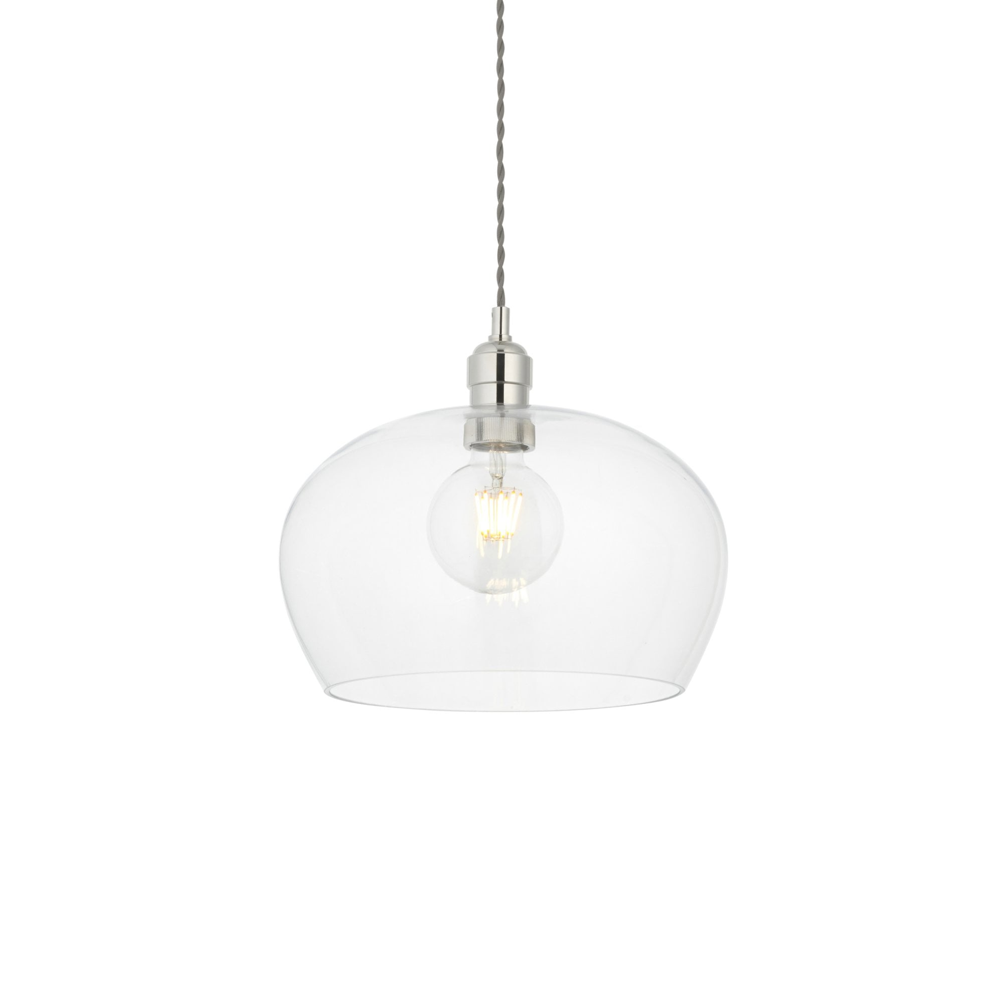 102677 1 Light Pendant Bright Nickel Plate & Clear Glass