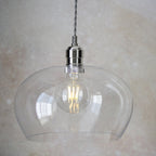 102677 1 Light Pendant Bright Nickel Plate & Clear Glass