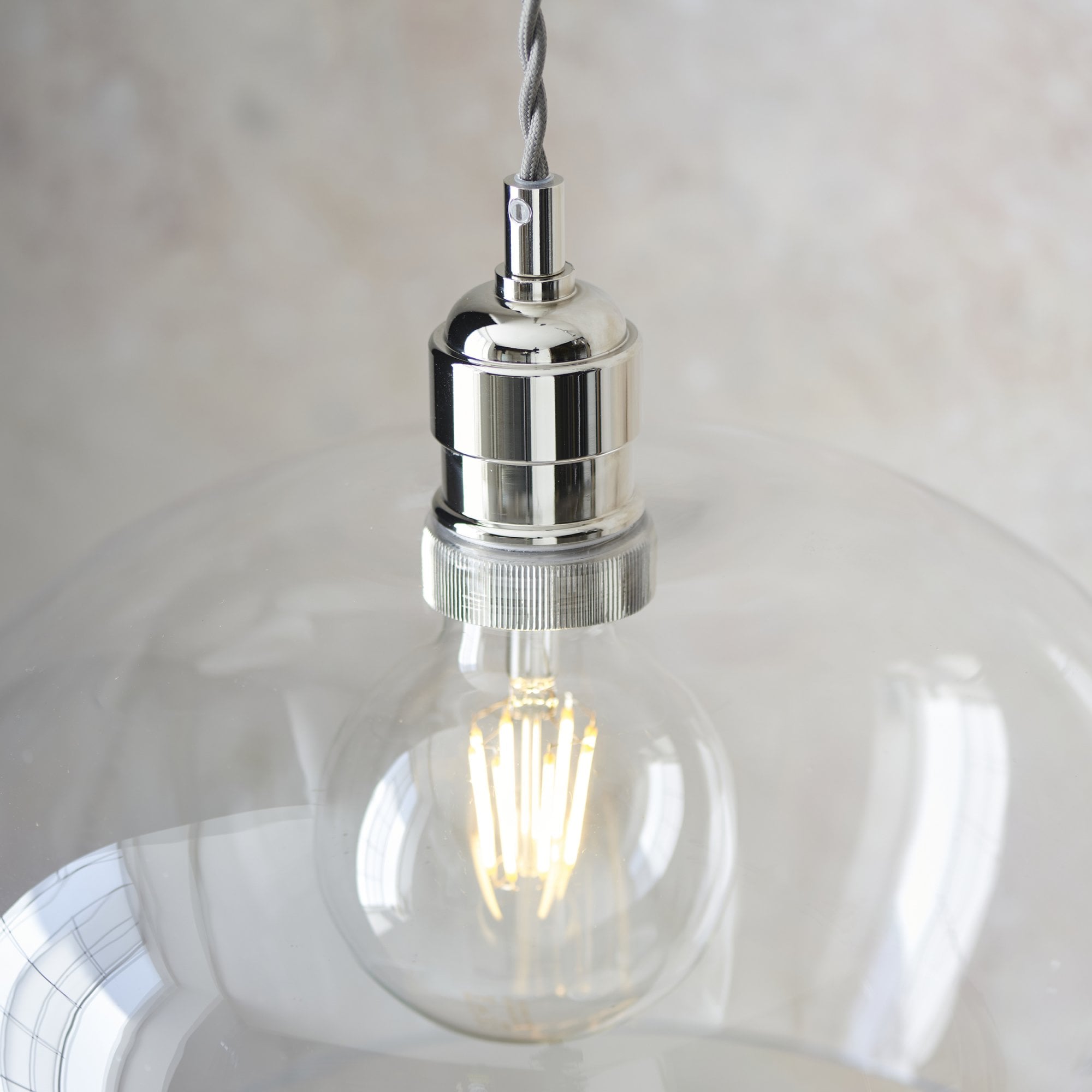 102677 1 Light Pendant Bright Nickel Plate & Clear Glass