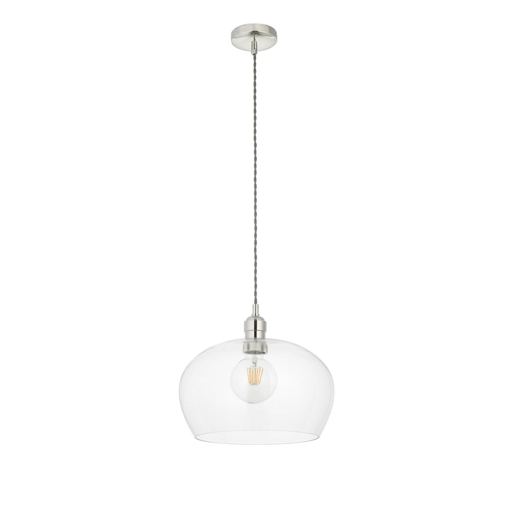 102677 1 Light Pendant Bright Nickel Plate & Clear Glass