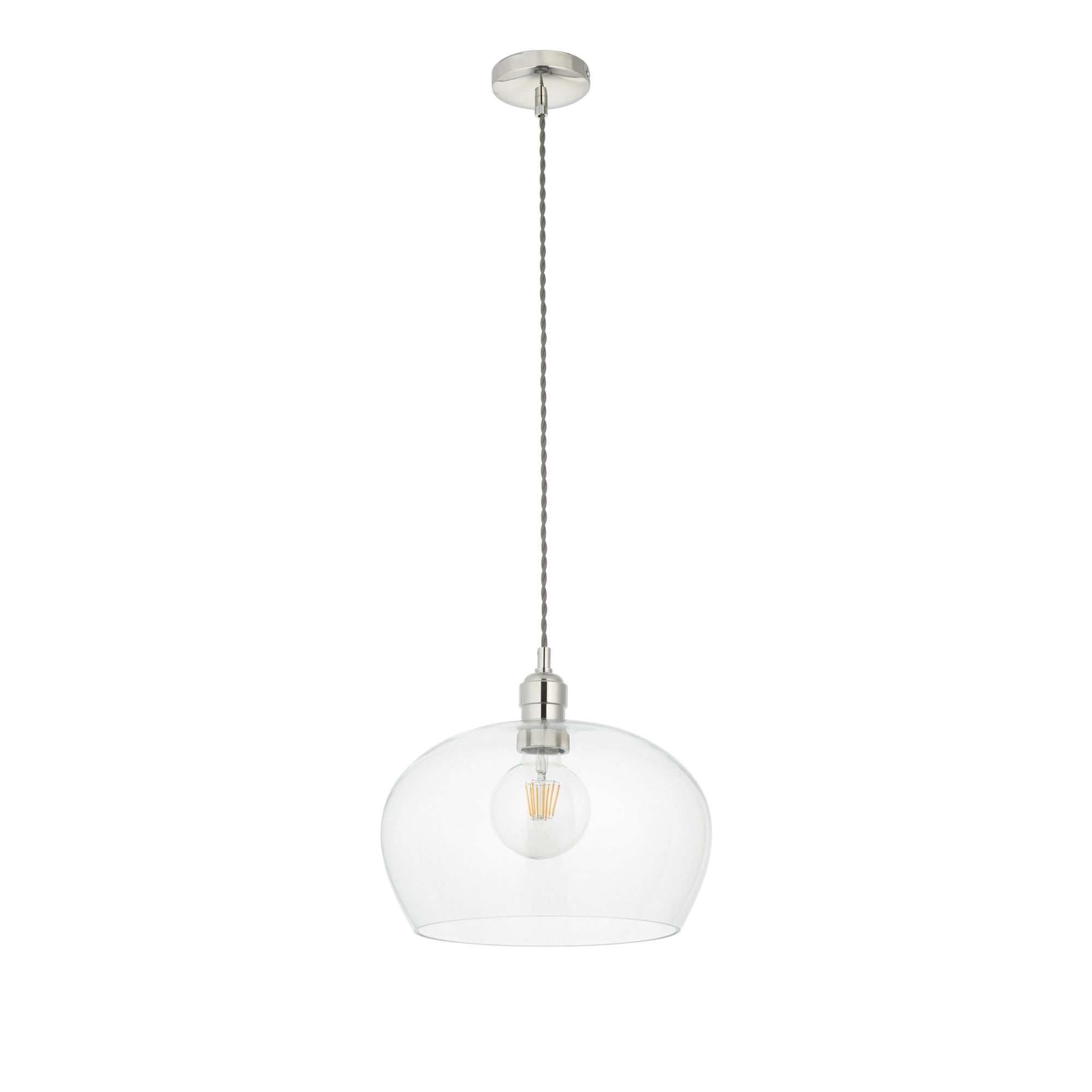 102677 1 Light Pendant Bright Nickel Plate & Clear Glass