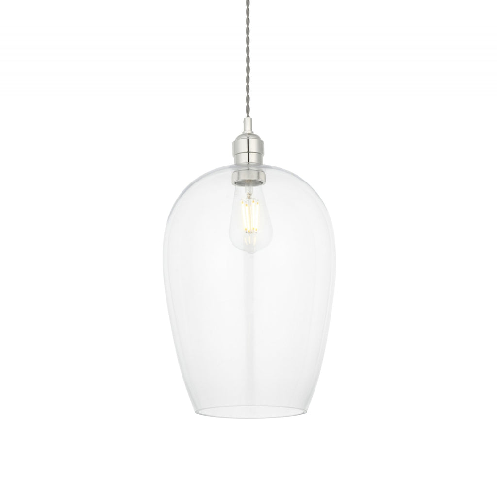 102678 1 Light Pendant Bright Nickel Plate & Clear Glass