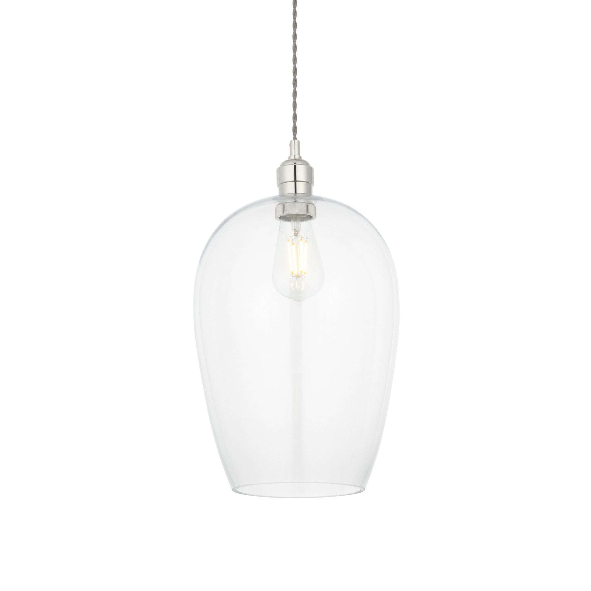 102678 1 Light Pendant Bright Nickel Plate & Clear Glass