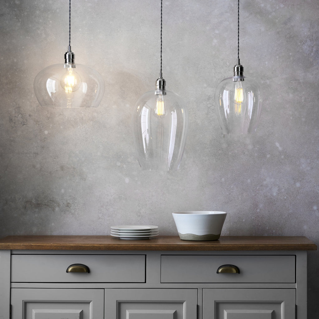 102678 1 Light Pendant Bright Nickel Plate & Clear Glass