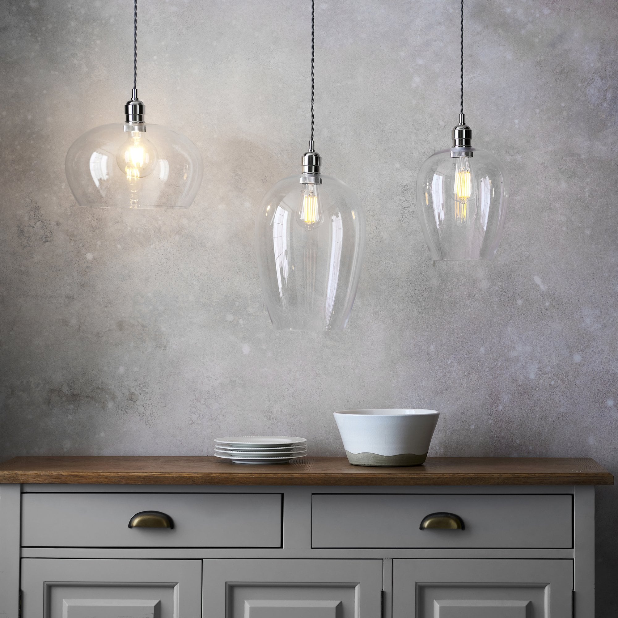 102678 1 Light Pendant Bright Nickel Plate & Clear Glass