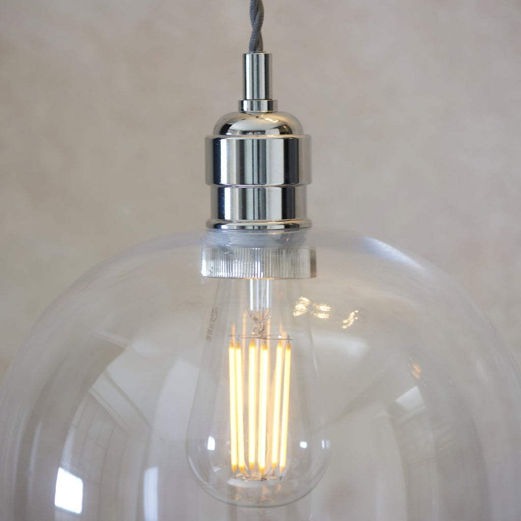 102678 1 Light Pendant Bright Nickel Plate & Clear Glass