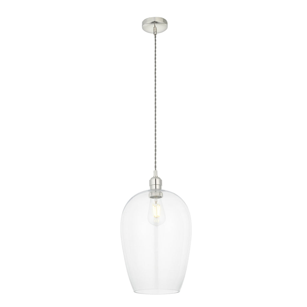 102678 1 Light Pendant Bright Nickel Plate & Clear Glass