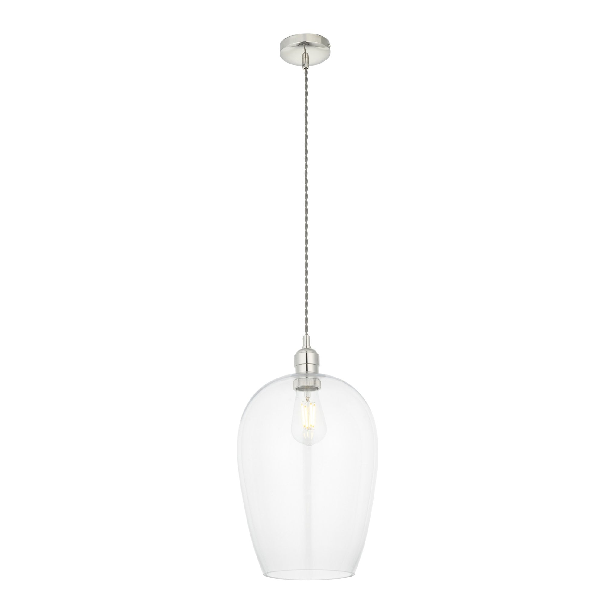 102678 1 Light Pendant Bright Nickel Plate & Clear Glass