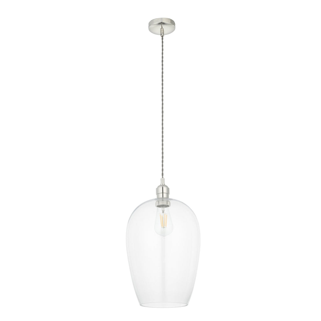 102678 1 Light Pendant Bright Nickel Plate & Clear Glass