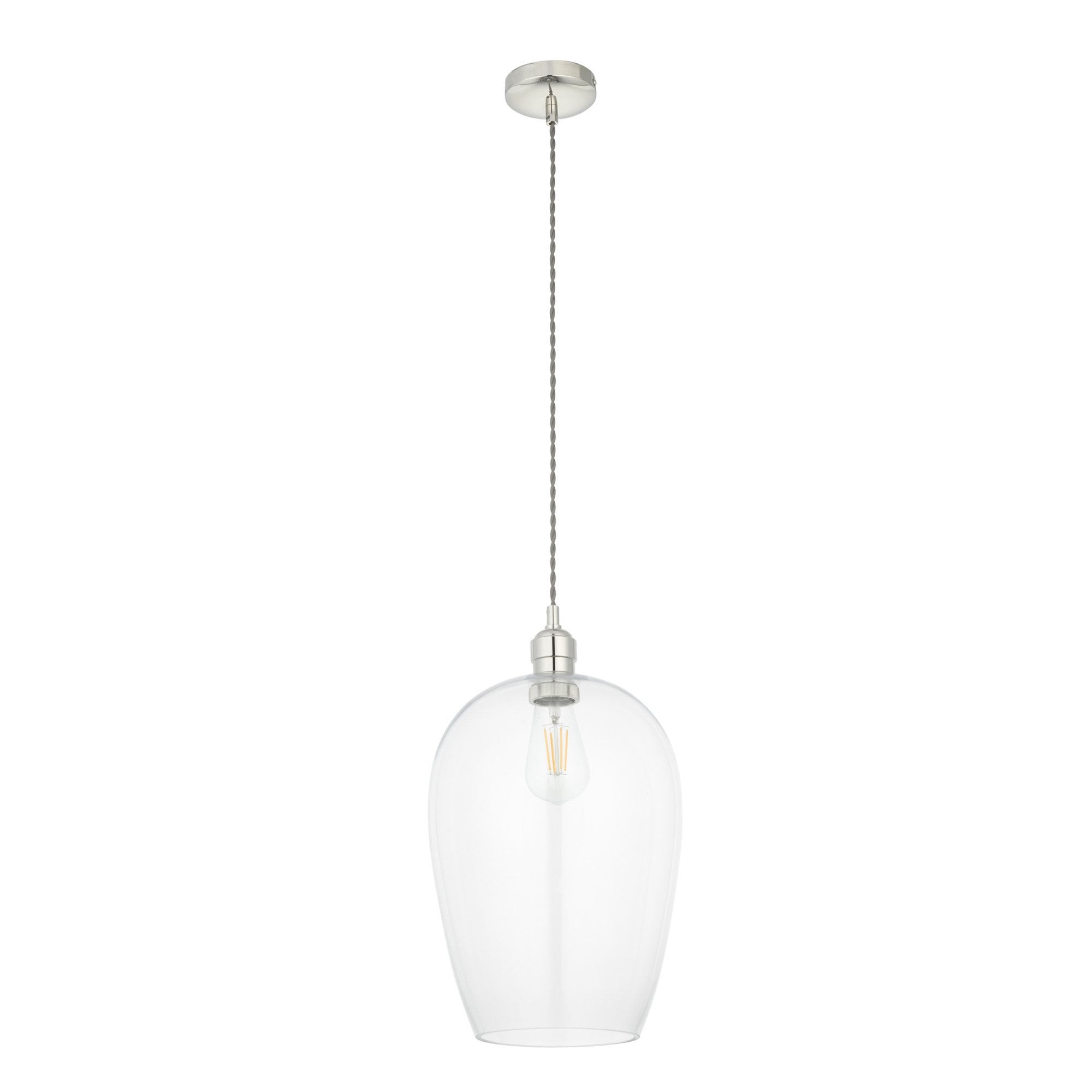 102678 1 Light Pendant Bright Nickel Plate & Clear Glass