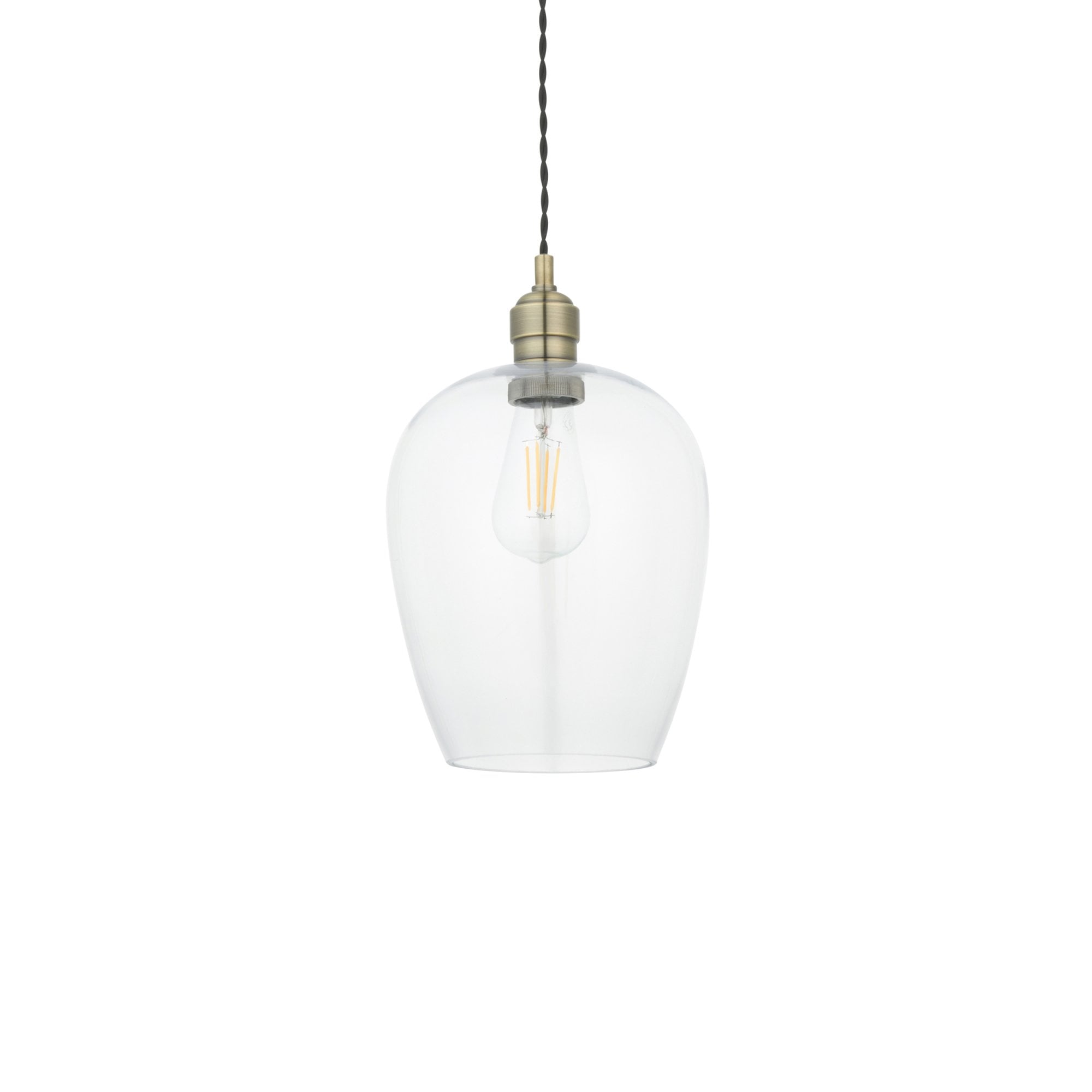 102679 1 Light Pendant Antique Brass Plate & Clear Glass