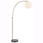 91744 Otto 1 Light Floor Lamp Matt Antique Brass Plate, Black Marble & Opal Glass