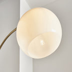 91744 Otto 1 Light Floor Lamp Matt Antique Brass Plate, Black Marble & Opal Glass