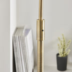 91744 Otto 1 Light Floor Lamp Matt Antique Brass Plate, Black Marble & Opal Glass