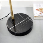 91744 Otto 1 Light Floor Lamp Matt Antique Brass Plate, Black Marble & Opal Glass