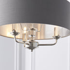 94377 Highclere 3 Light Pendant Bright Nickel Plate & Charcoal Fabric