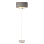 94378 Highclere 3 Light Floor Lamp Bright Nickel Plate & Charcoal Fabric