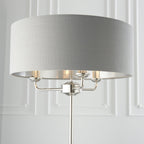94378 Highclere 3 Light Floor Lamp Bright Nickel Plate & Charcoal Fabric