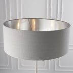 94378 Highclere 3 Light Floor Lamp Bright Nickel Plate & Charcoal Fabric
