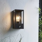 94995 Oxford PIR Outdoor 1 Light Wall Light Matt Black & Clear Glass