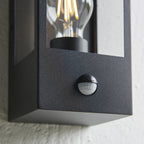 94995 Oxford PIR Outdoor 1 Light Wall Light Matt Black & Clear Glass