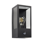 94995 Oxford PIR Outdoor 1 Light Wall Light Matt Black & Clear Glass