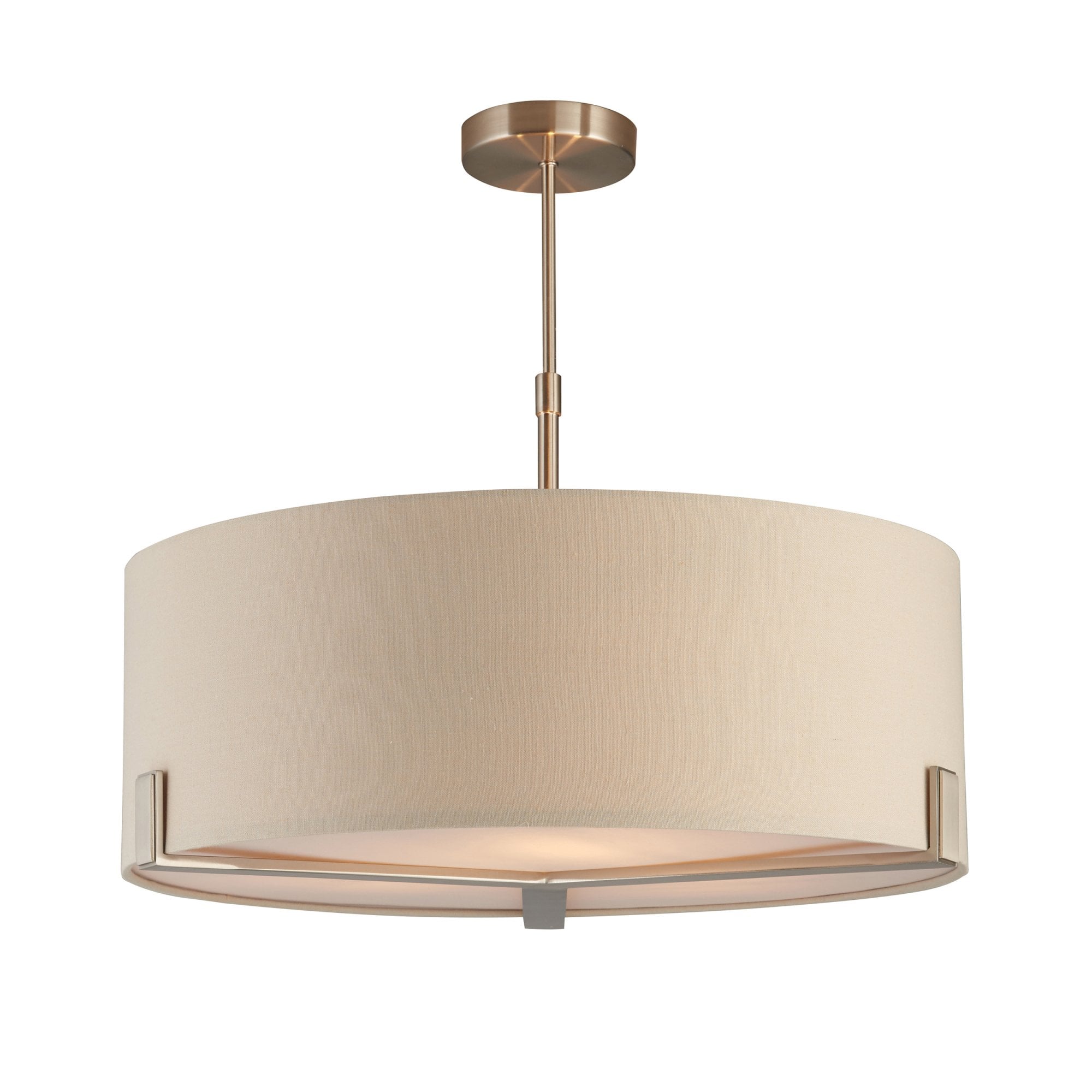 95834 Hayfield 3 Light Pendant Satin Nickel Plate & Grey Fabric