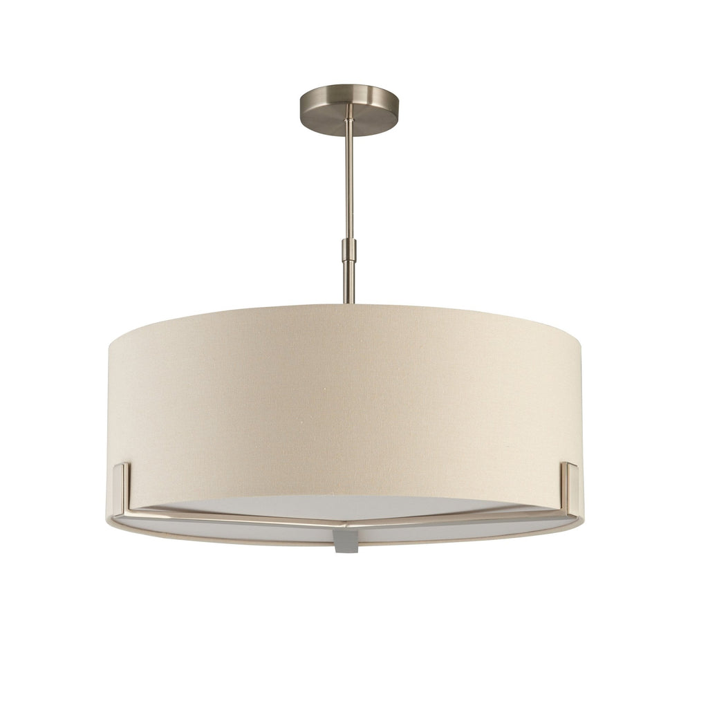 95834 Hayfield 3 Light Pendant Satin Nickel Plate & Grey Fabric