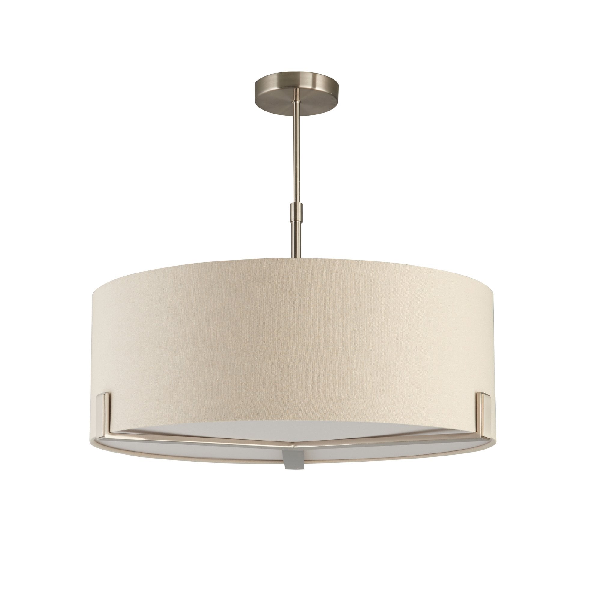 95834 Hayfield 3 Light Pendant Satin Nickel Plate & Grey Fabric