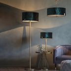95839 Hayfield 3 Light Pendant Matt Antique Brass Plate & Green Velvet