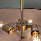 95839 Hayfield 3 Light Pendant Matt Antique Brass Plate & Green Velvet
