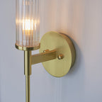 96163 Talo Bathroom 1 Light Wall Light Satin Brass Plate & Clear Ribbed Glass (S)