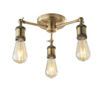 97243 Hal 3 Light Semi Flush Ceiling Light Antique Brass Plate