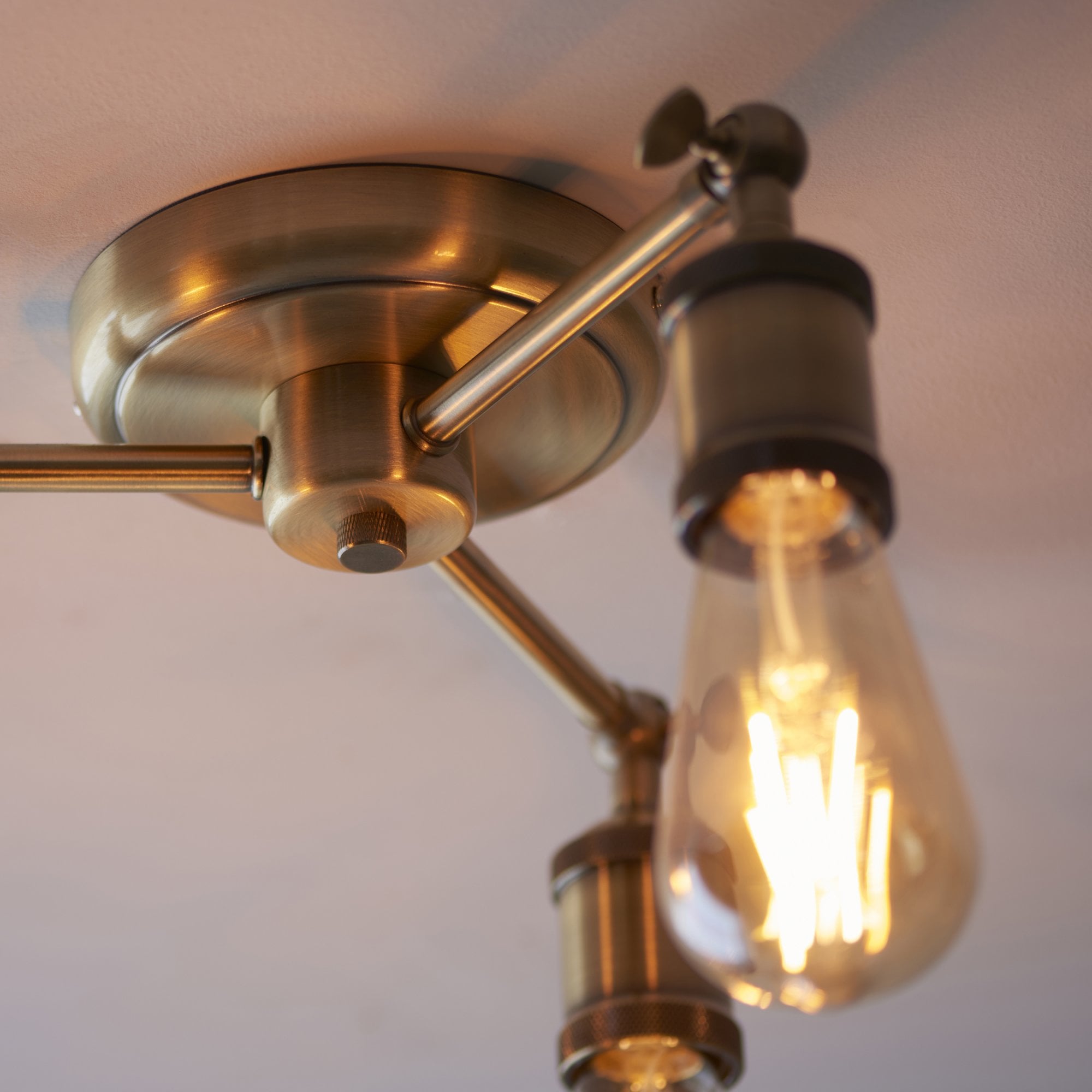 97243 Hal 3 Light Semi Flush Ceiling Light Antique Brass Plate