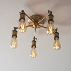 97244 Hal 5 Light Semi Flush Ceiling Light Antique Brass Plate