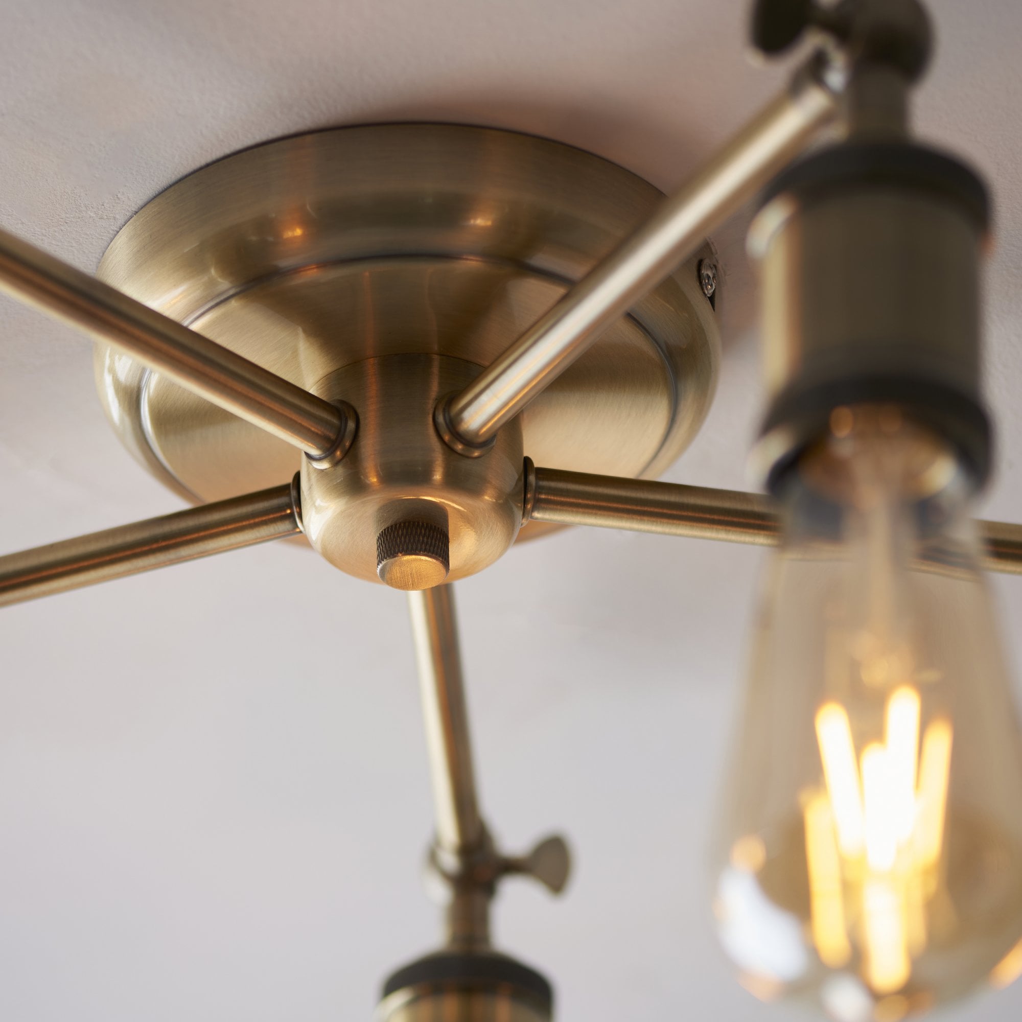 97244 Hal 5 Light Semi Flush Ceiling Light Antique Brass Plate