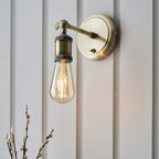 97245 Hal 1 Light Wall Light Antique Brass Plate