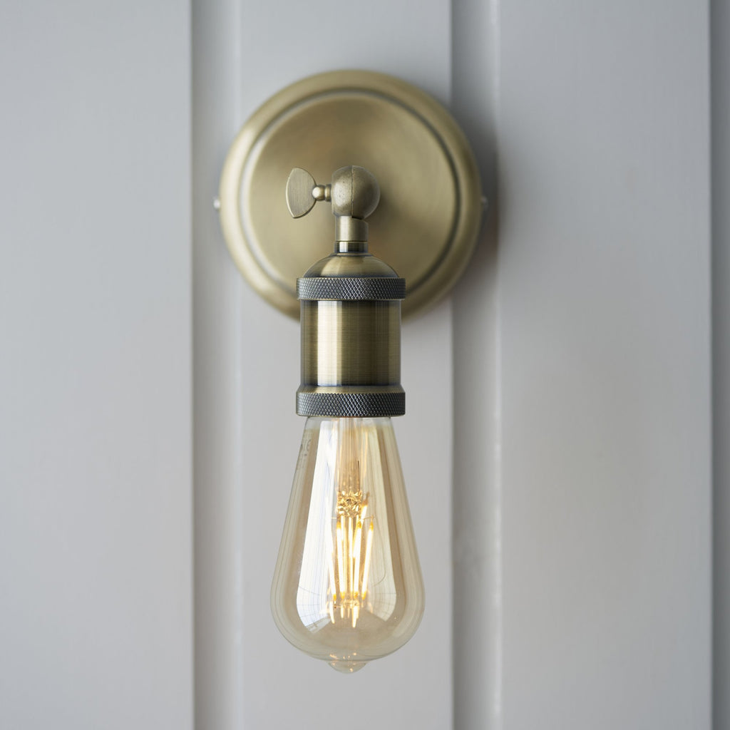 97245 Hal 1 Light Wall Light Antique Brass Plate