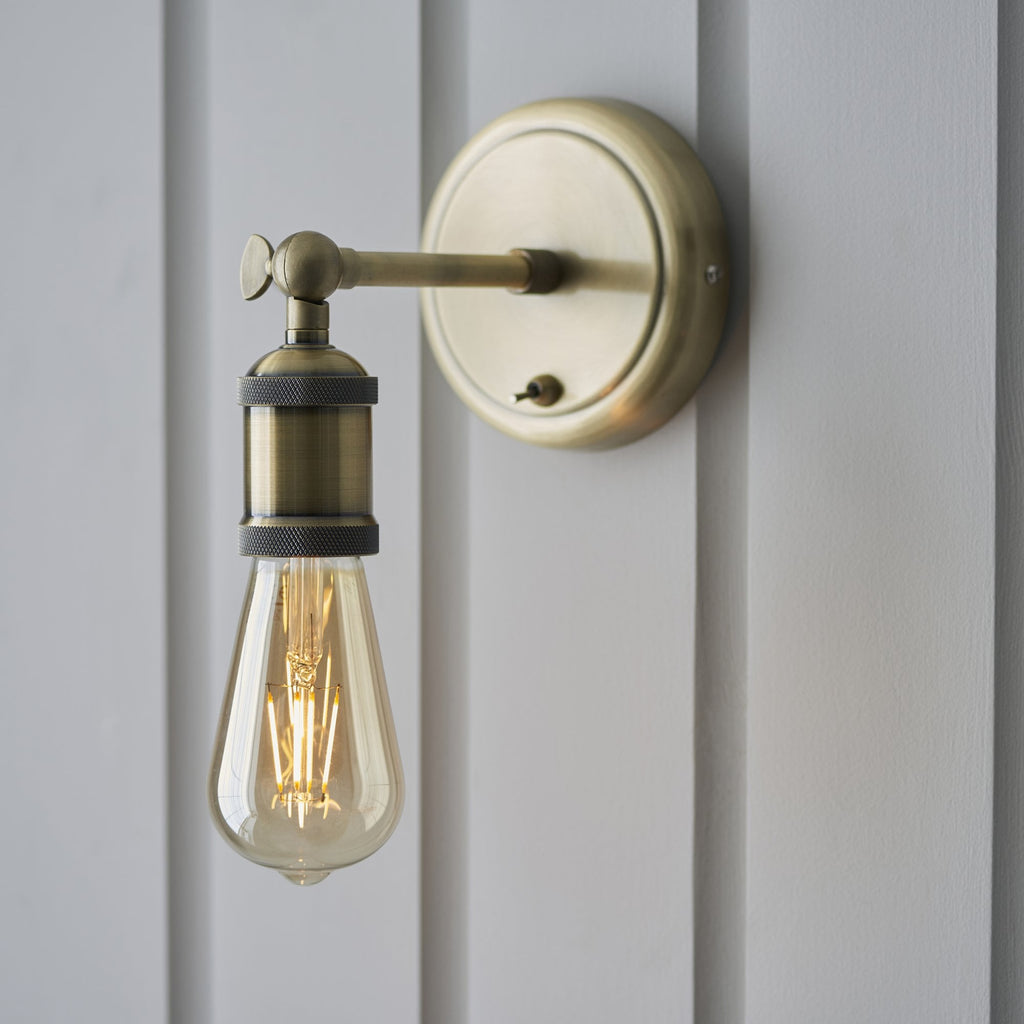 97245 Hal 1 Light Wall Light Antique Brass Plate