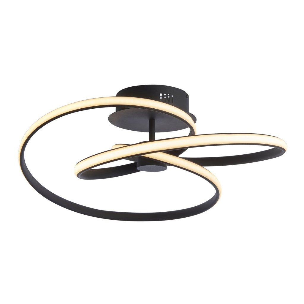 97633 Dune 1 Light Semi Flush Ceiling Light Textured Black & White Silicone