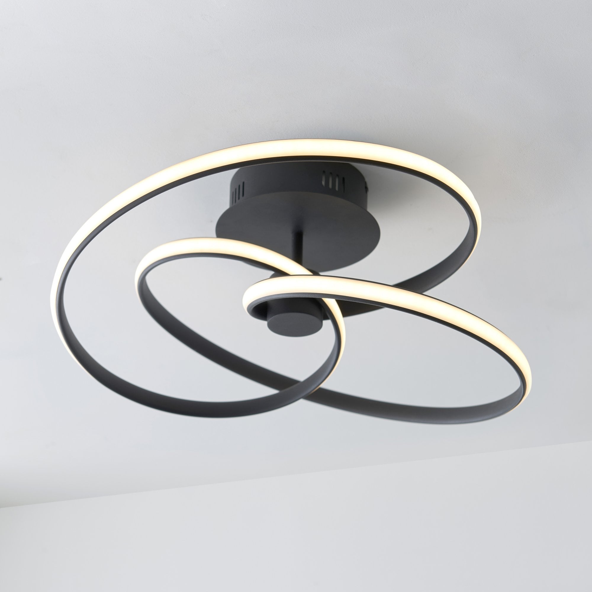 97633 Dune 1 Light Semi Flush Ceiling Light Textured Black & White Silicone