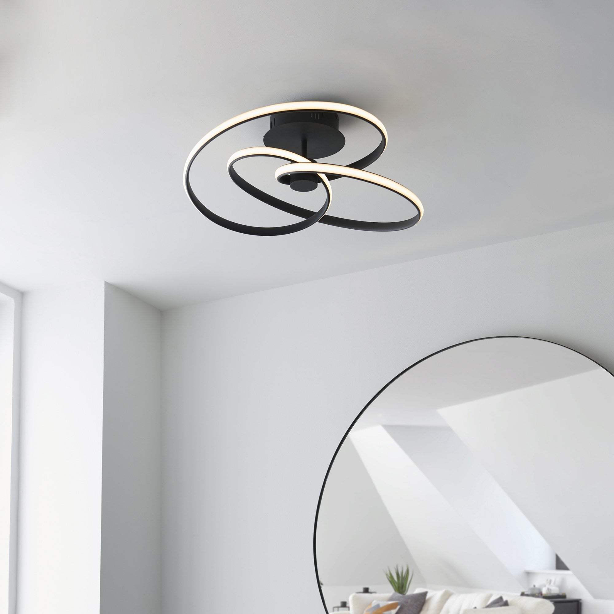 97633 Dune 1 Light Semi Flush Ceiling Light Textured Black & White Silicone