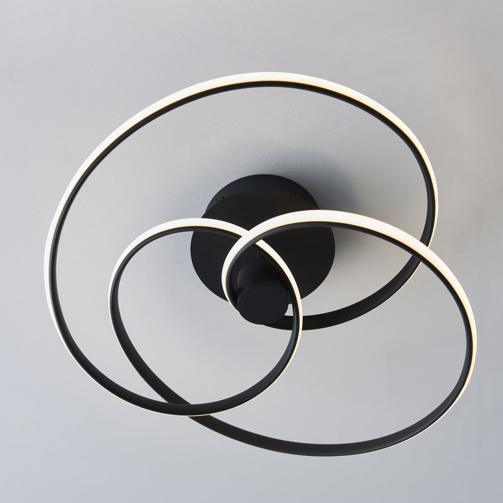 97633 Dune 1 Light Semi Flush Ceiling Light Textured Black & White Silicone